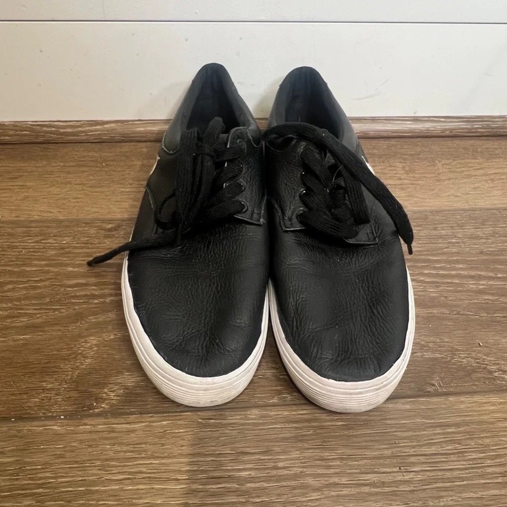 Polo Ralph Lauren Felton Leather Men's Low-Top Casual Sneakers, Black/White, 12 - Picture 5 of 13